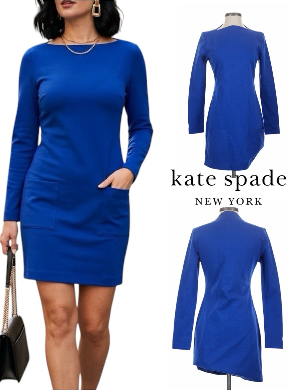 Kate Spade Saturday | NWT Cotton Royal Blue Ponte Knit Dress (Size S)